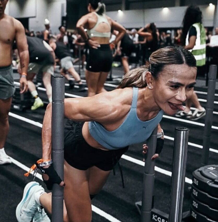 Dina on the sled push